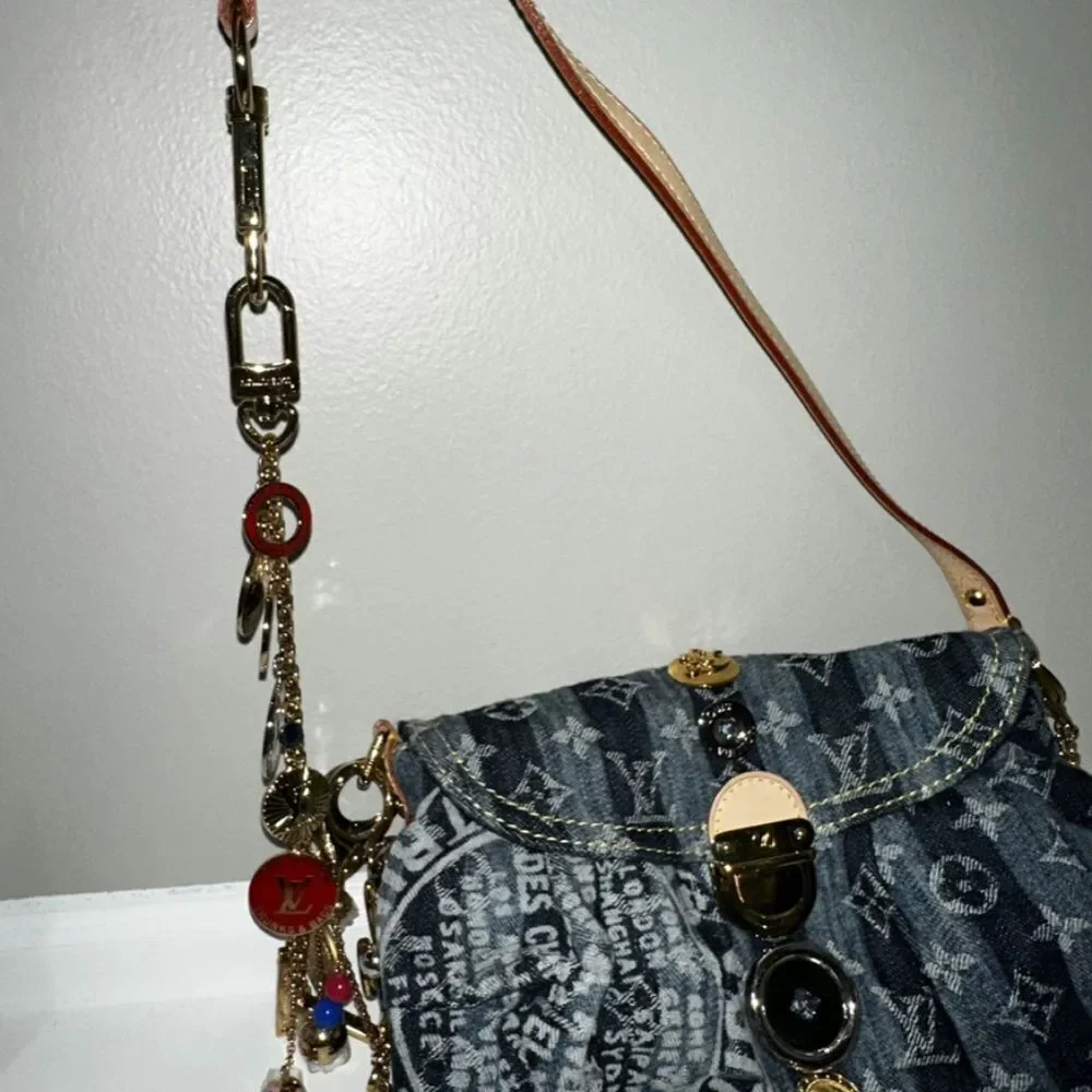 Louis Vuitton Limited Edition Blue Denim Monogram Denim Mini Pleaty Raye Customi
